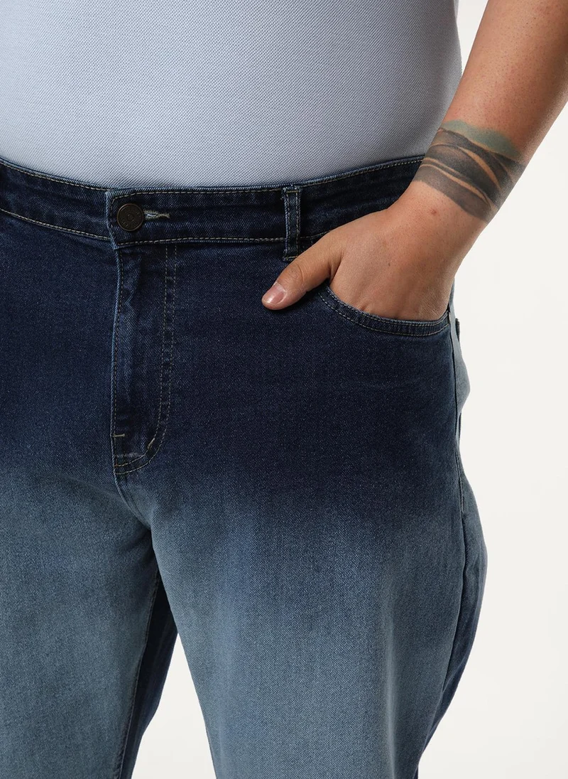Urbano Fashion  Urbano Plus Men's Blue Straight Fit Heavy Washed Faded Denim Jeans Stretchable for Men | Best Price UAE